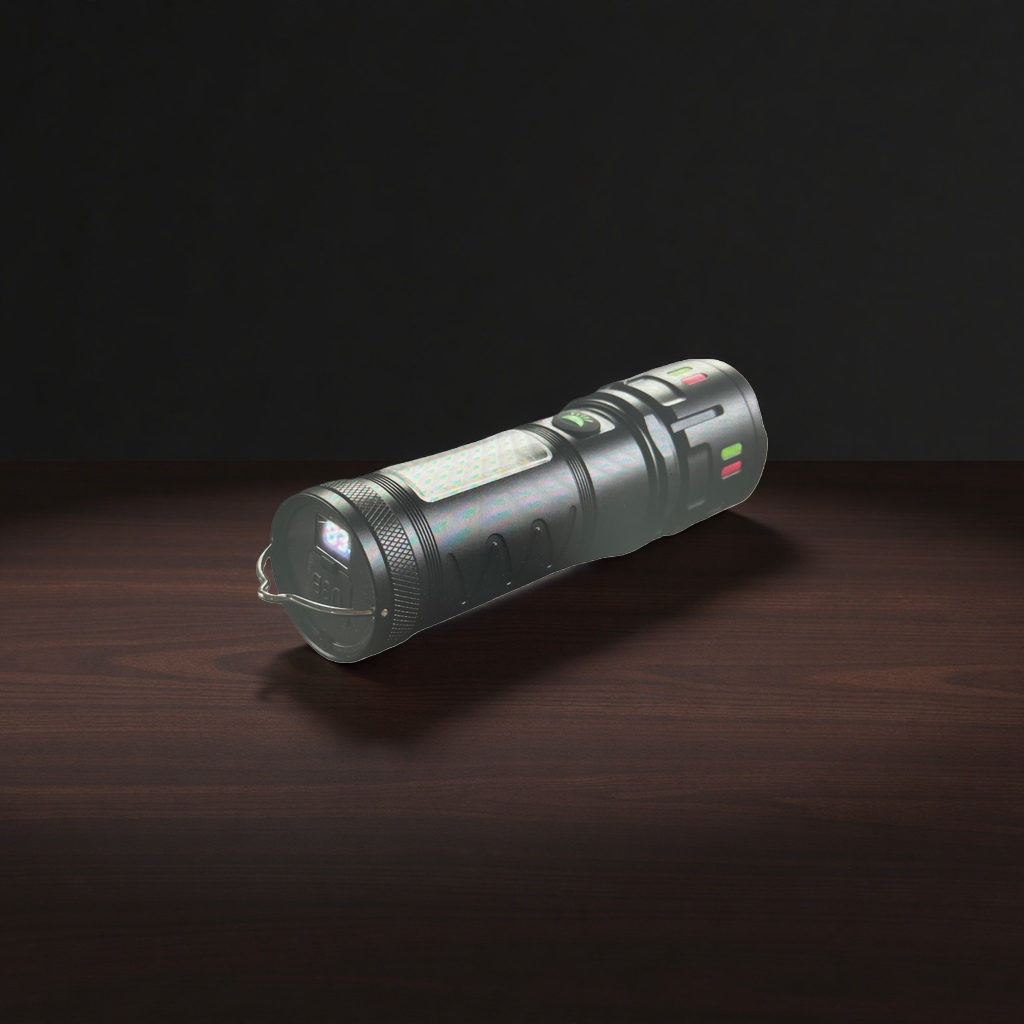 This is an emergency flashlight for outdoor mountain climbing with an aluminum alloy body and a long-range range of 300 meters Specification image