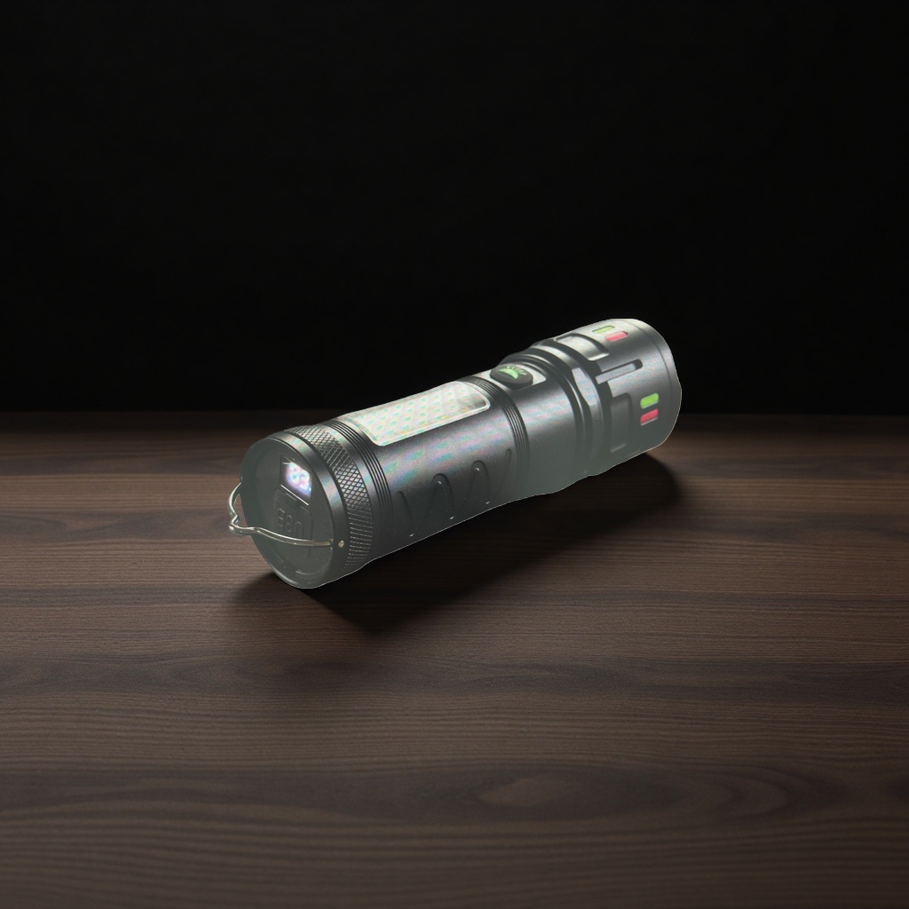 This is an emergency flashlight for outdoor mountain climbing with an aluminum alloy body and a long-range range of 300 meters