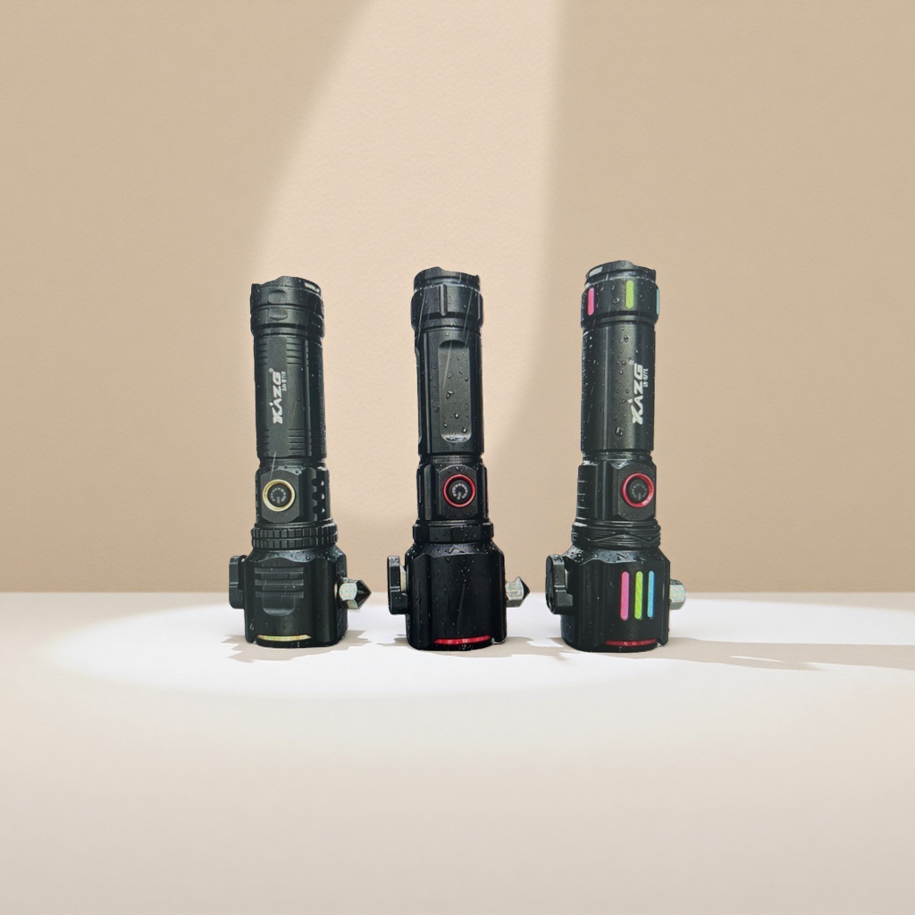 Aluminum alloy body, powerful flashlight, USB charging, portable outdoor lighting details Picture