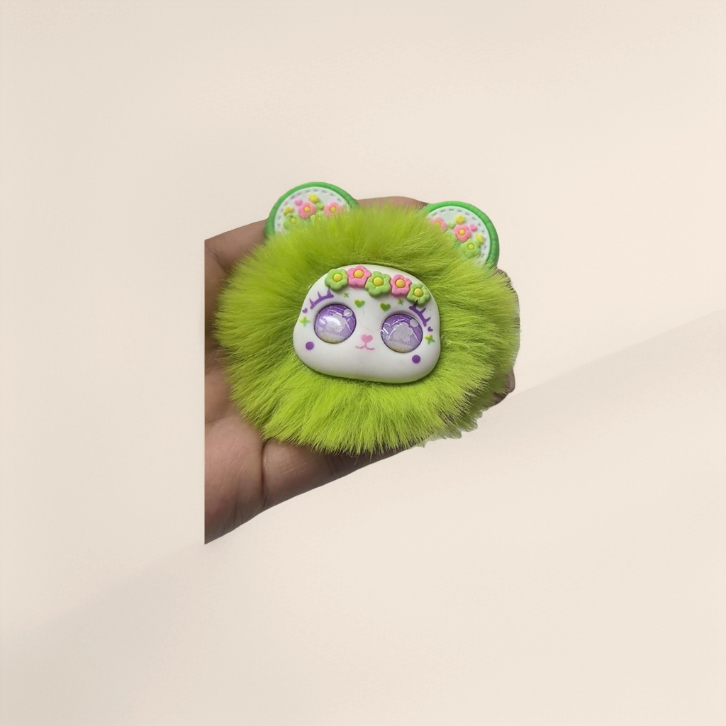 绿色毛绒小动物玩偶毛球毛绒玩具可爱软萌