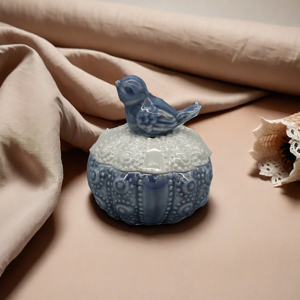 Ceramic bird jewelry box, bird-shaped lid jar, home storage jar, kitchen storage jar, tea jar, spice jar details Picture