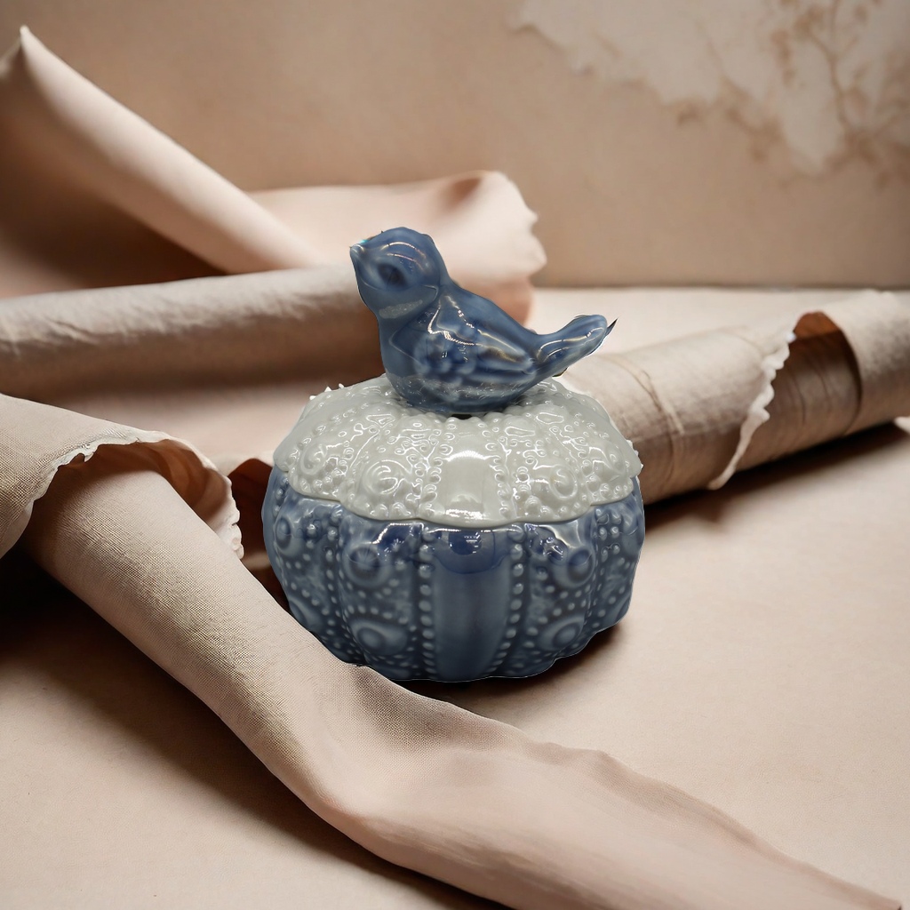 Ceramic bird jewelry box, bird-shaped lid jar, home storage jar, kitchen storage jar, tea jar, spice jar