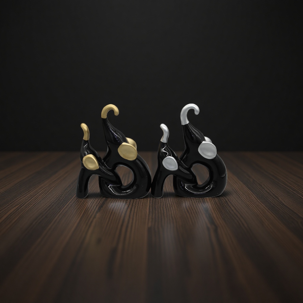 Ceramic elephant ornaments, abstract art sculptures, modern home decoration ornaments, creative metal electroplating for living rooms and bedrooms Specification image