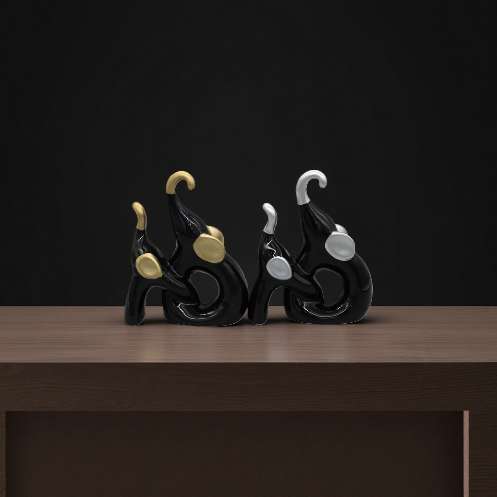 Ceramic elephant ornaments, abstract art sculptures, modern home decoration ornaments, creative metal electroplating for living rooms and bedrooms
