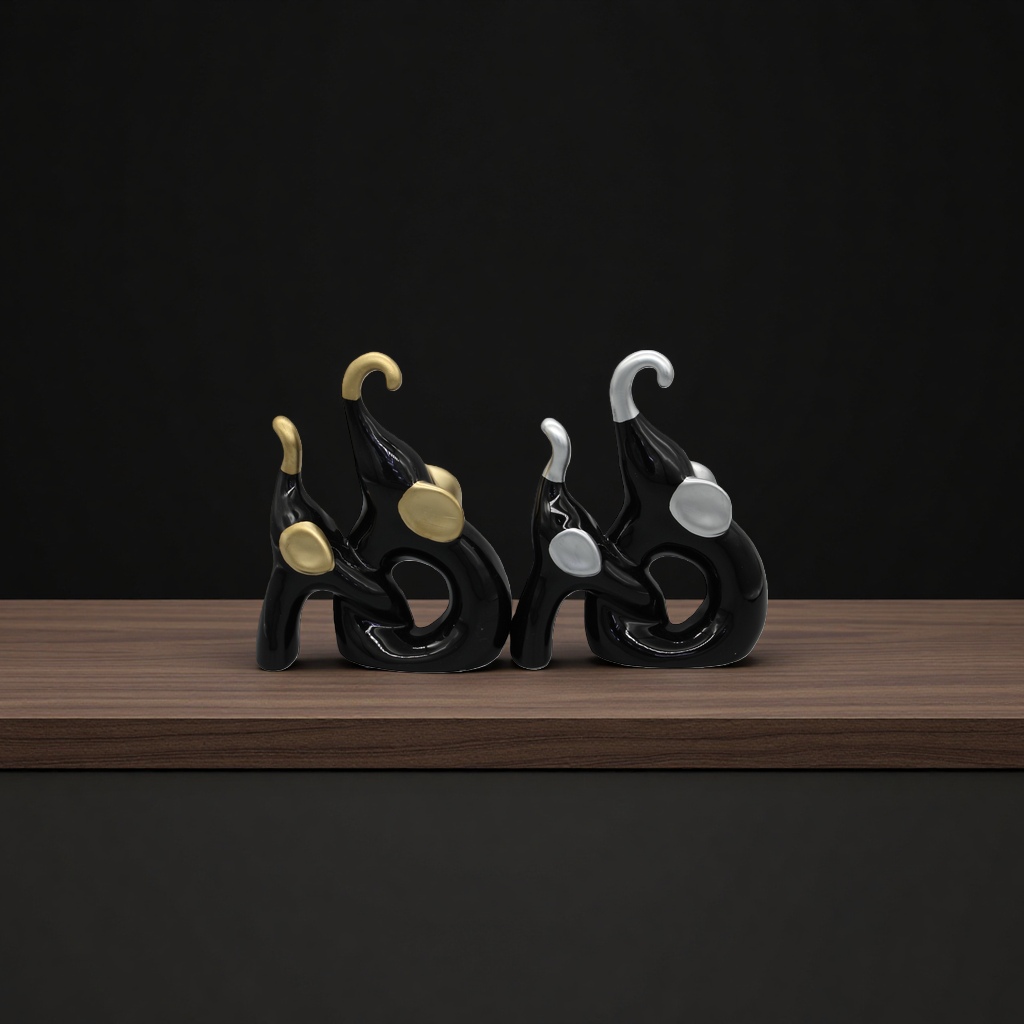 Ceramic elephant ornaments, abstract art sculptures, modern home decoration ornaments, creative metal electroplating for living rooms and bedrooms details Picture