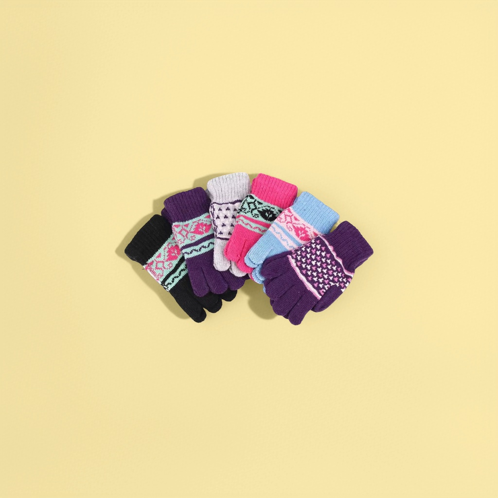 Colorful knitted gloves are warm and anti-slip, suitable for ladies in autumn and winter