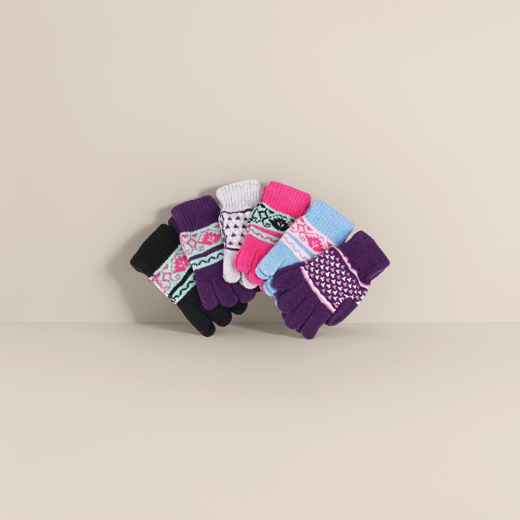 Colorful knitted gloves are warm and anti-slip, suitable for ladies in autumn and winter Specification image