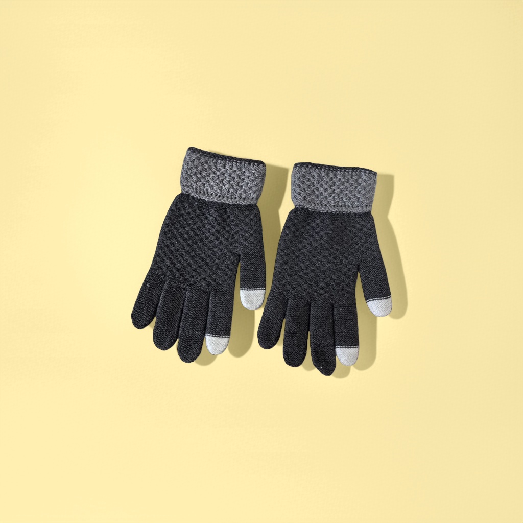 Knitted gloves made of cotton and wool blend, extended wrist guards, warm for women in autumn and winter