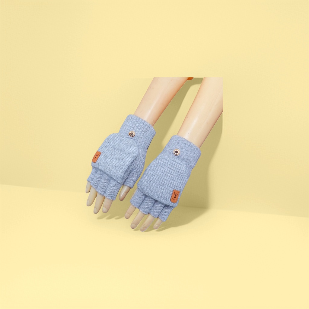 Knitted fingerless gloves are warm, anti-slip and breathable, suitable for women's outdoor cycling in autumn and winter details Picture