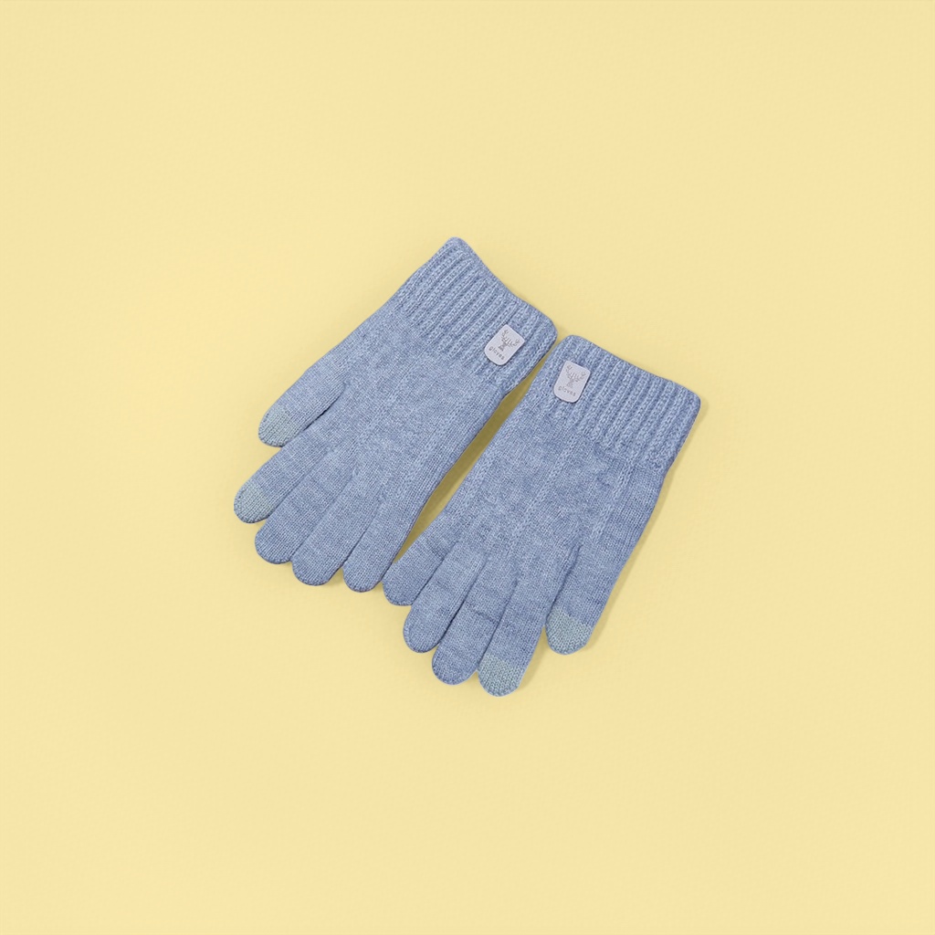Dark blue knitted gloves are warm and anti-slip, suitable for ladies in autumn and winter