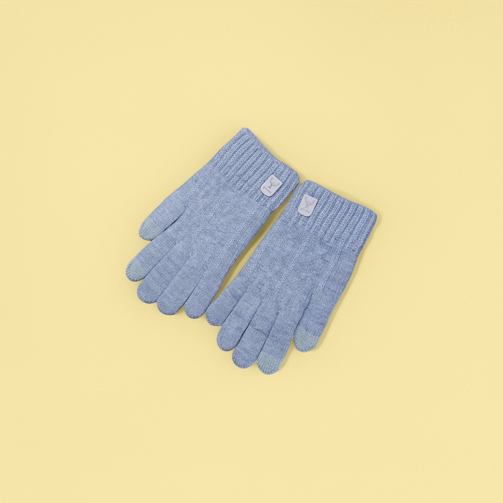 Dark blue knitted gloves are warm and anti-slip, suitable for ladies in autumn and winter details Picture
