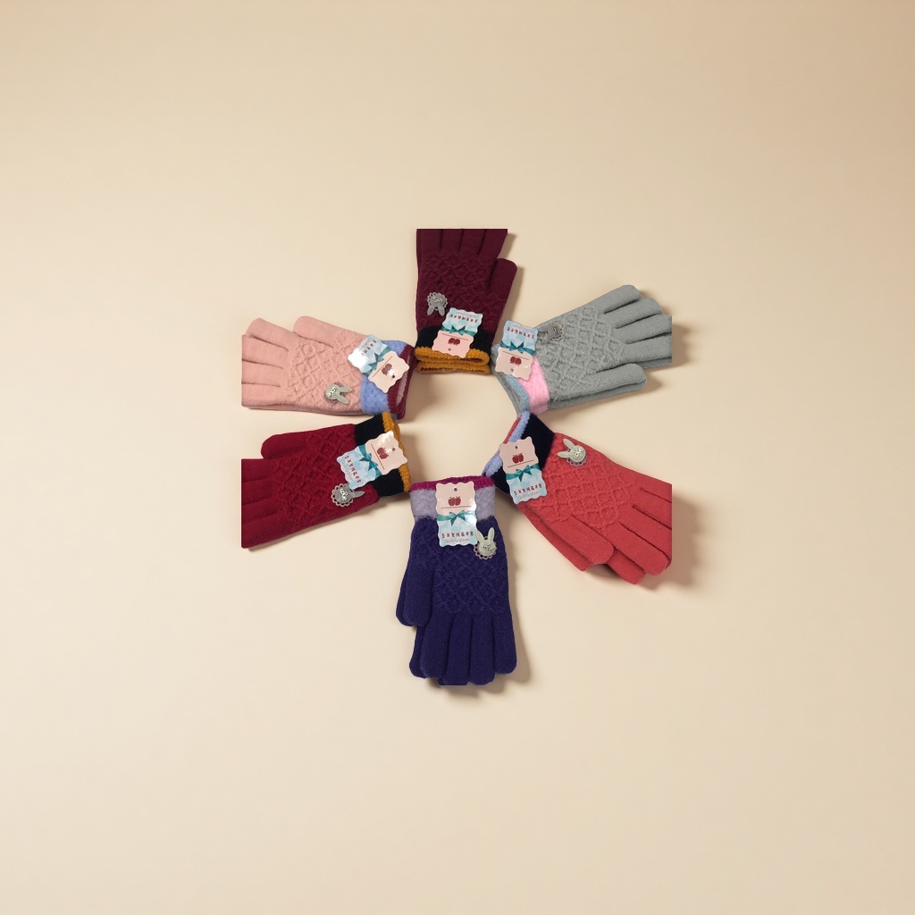 Colorful knitted gloves, thickened cashmere blend, suitable for both men and women, providing warmth and protection against the cold in autumn and winter