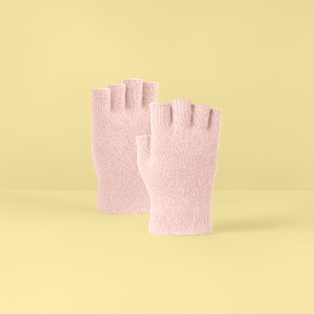 Autumn and winter knitted warm gloves for women, thickened cold-proof touch screen plush gloves