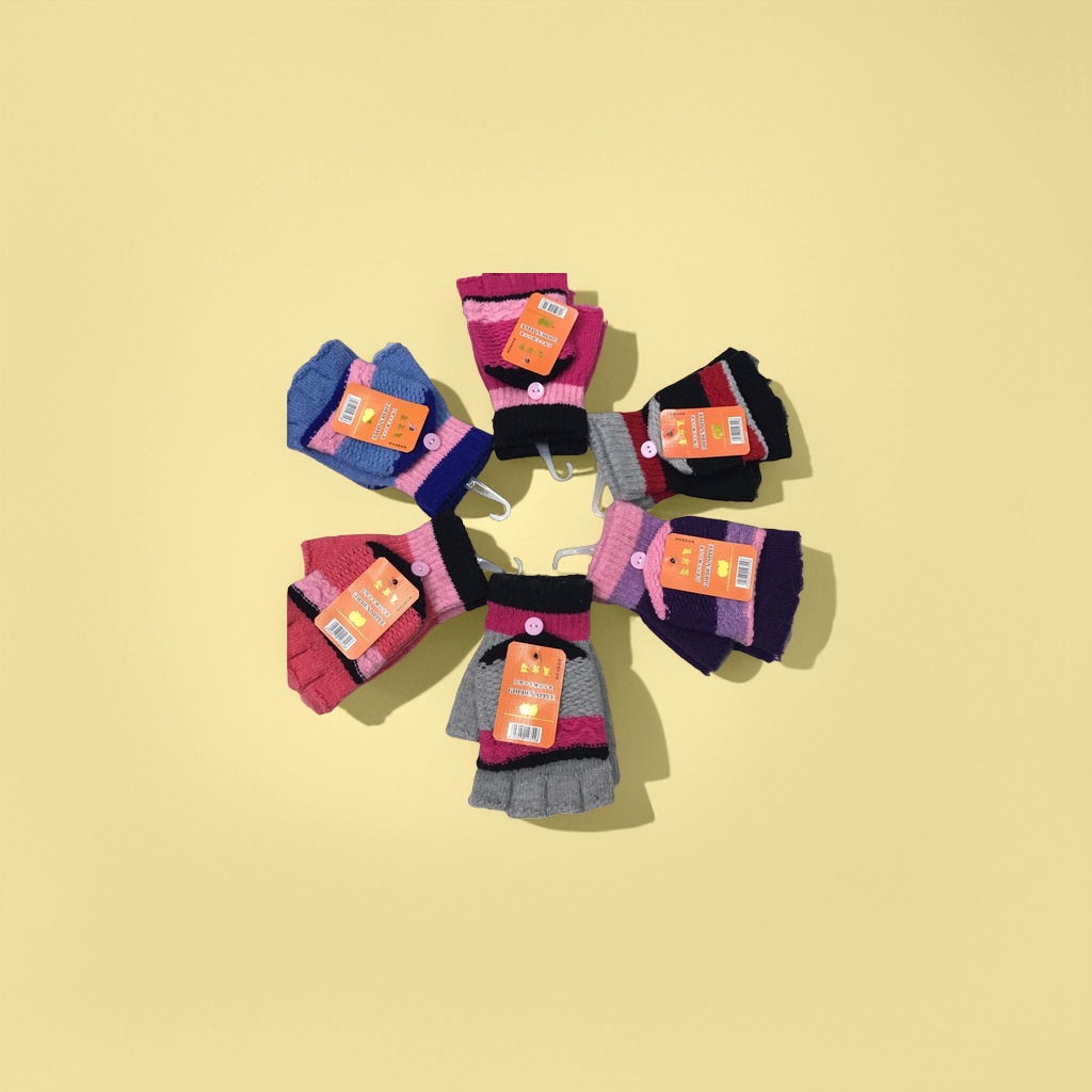 Colorful striped knitted half-finger gloves are fashionable, versatile, warm and breathable for women
