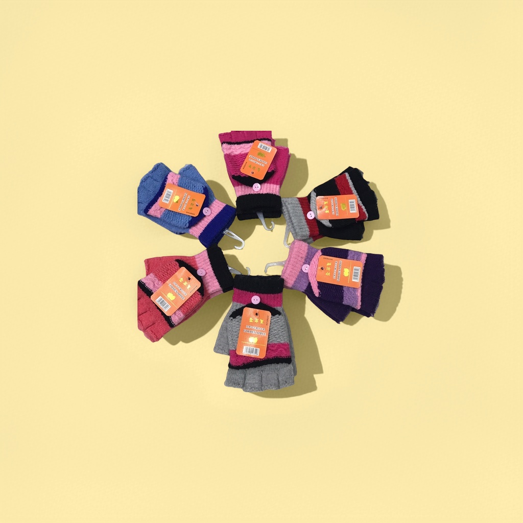 Colorful striped knitted half-finger gloves are fashionable, versatile, warm and breathable for women Specification image