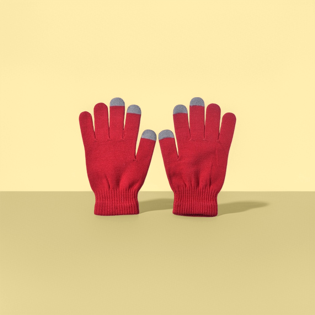 Red knitted gloves for women, warm and anti-slip woolen gloves for autumn and winter details Picture