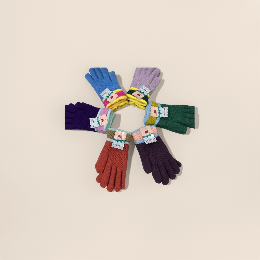 Colorful knitted gloves made of pure cotton blend with elastic fit, suitable for both men and women, providing warmth in autumn and winter details Picture
