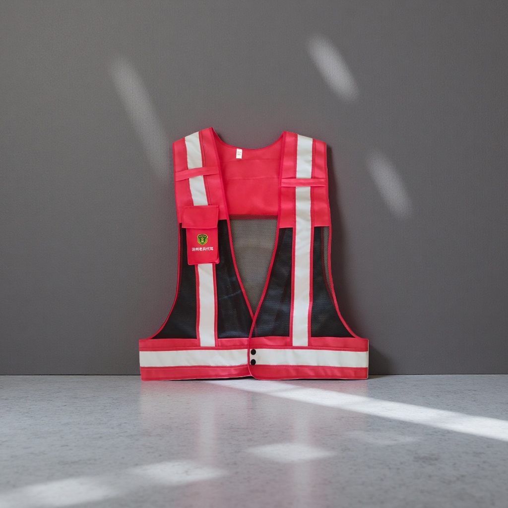 Red reflective safety vest, fluorescent warning vest for work protection, suitable for both men and women Specification image