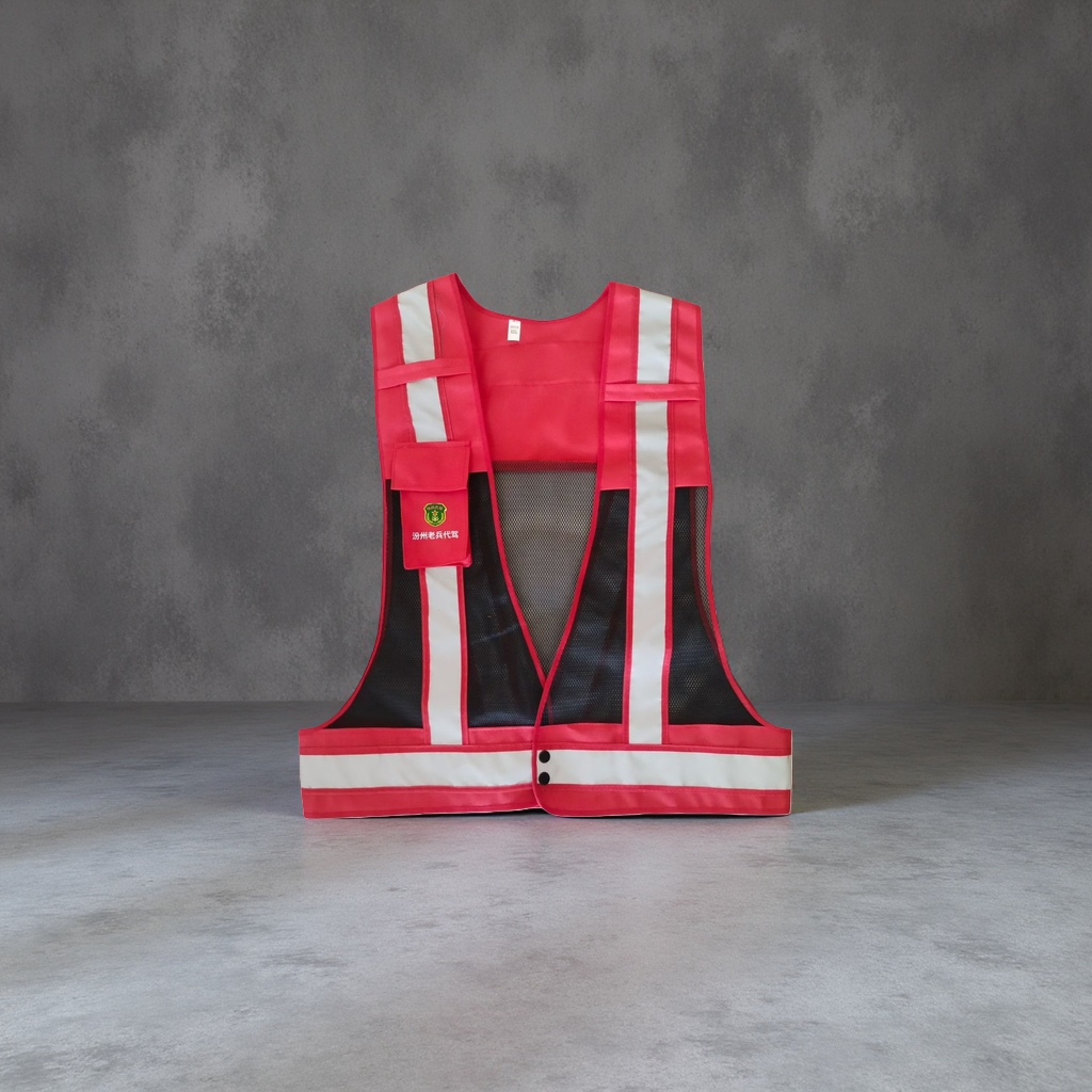 Red reflective safety vest, fluorescent warning vest for work protection, suitable for both men and women