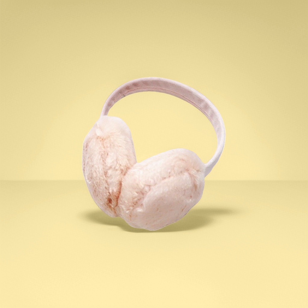 Pink plush ear muffs keep warm and protect against the cold. Cute and fluffy ear warmth for women in autumn and winter details Picture