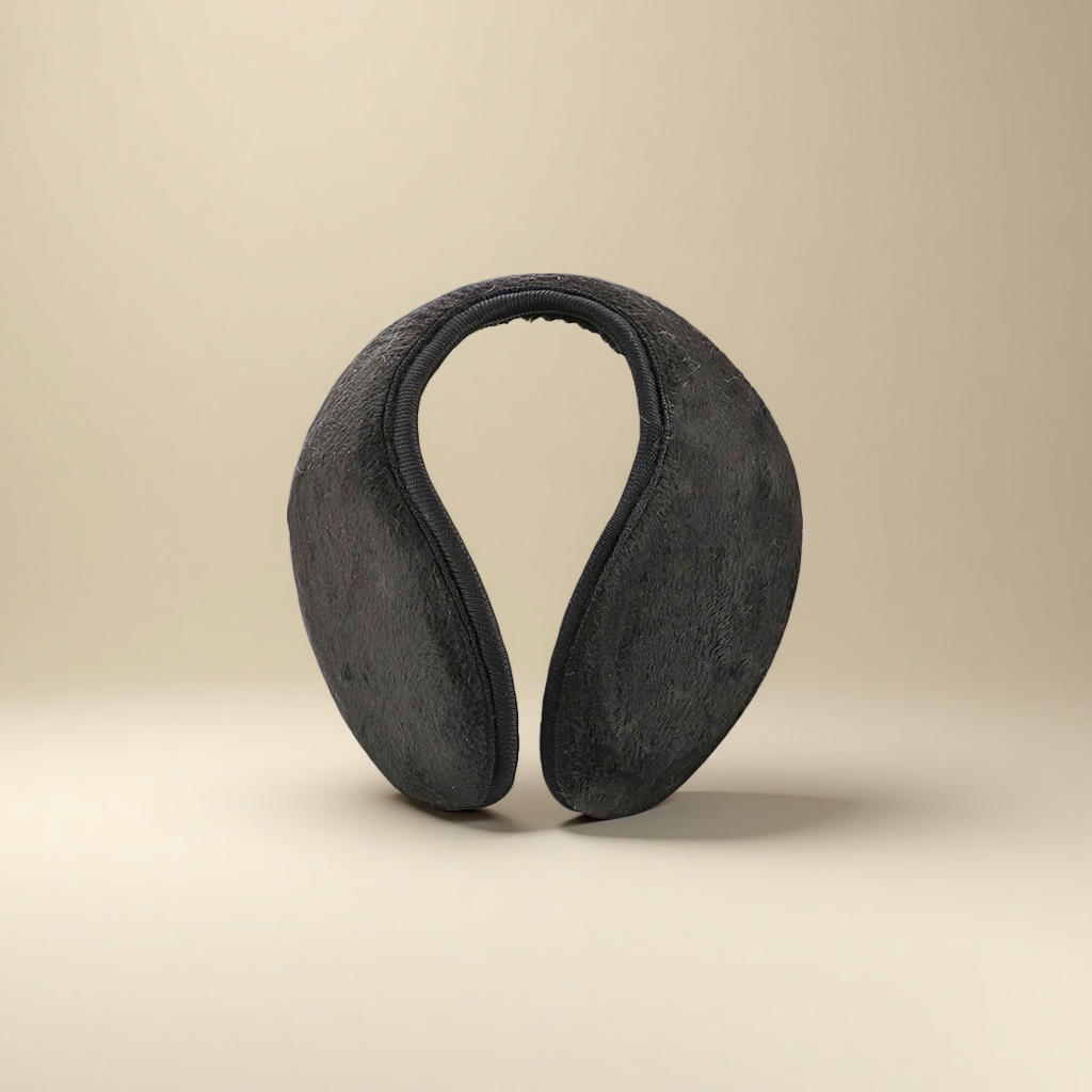 Black plush ear cups for warmth and cold protection, thickened, winter couple's style details Picture