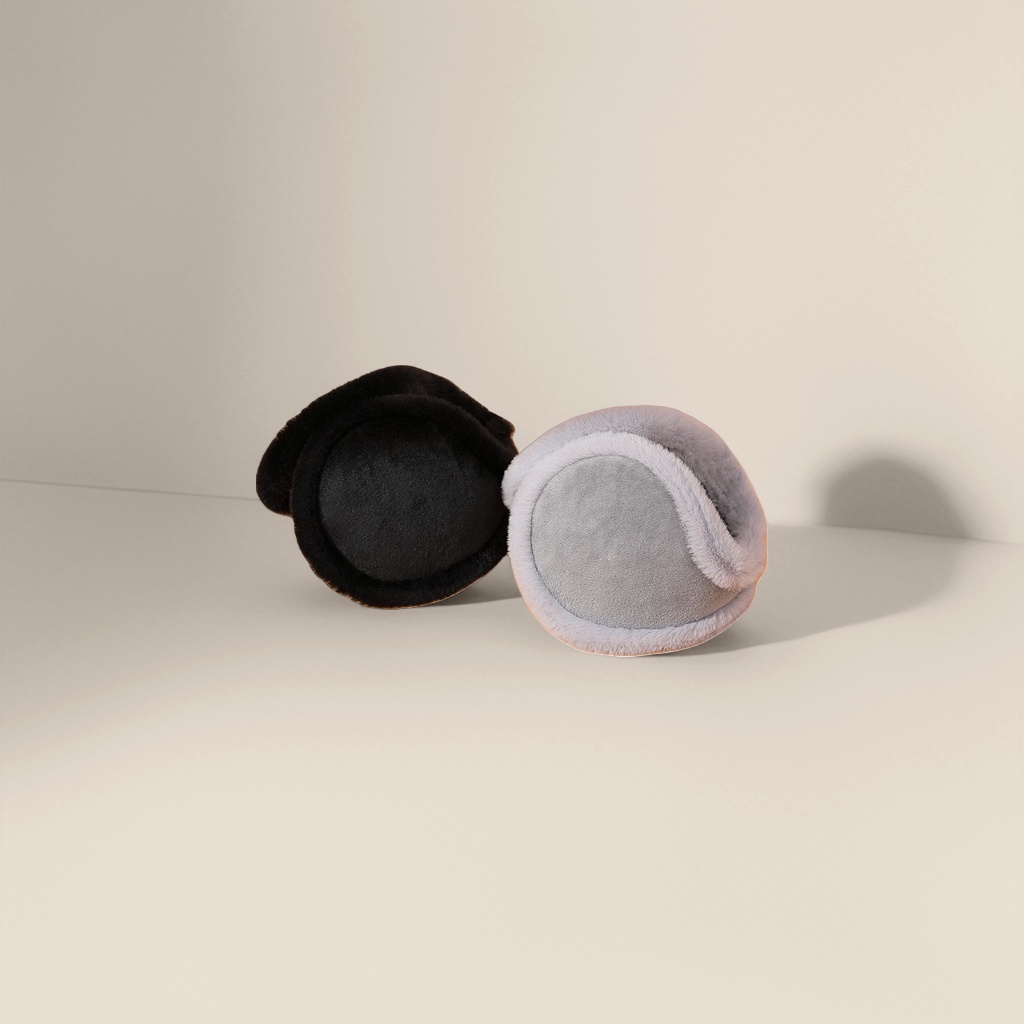 The fleece warming ear cups in black and gray are adjustable for cold protection and ear care Application Scenario