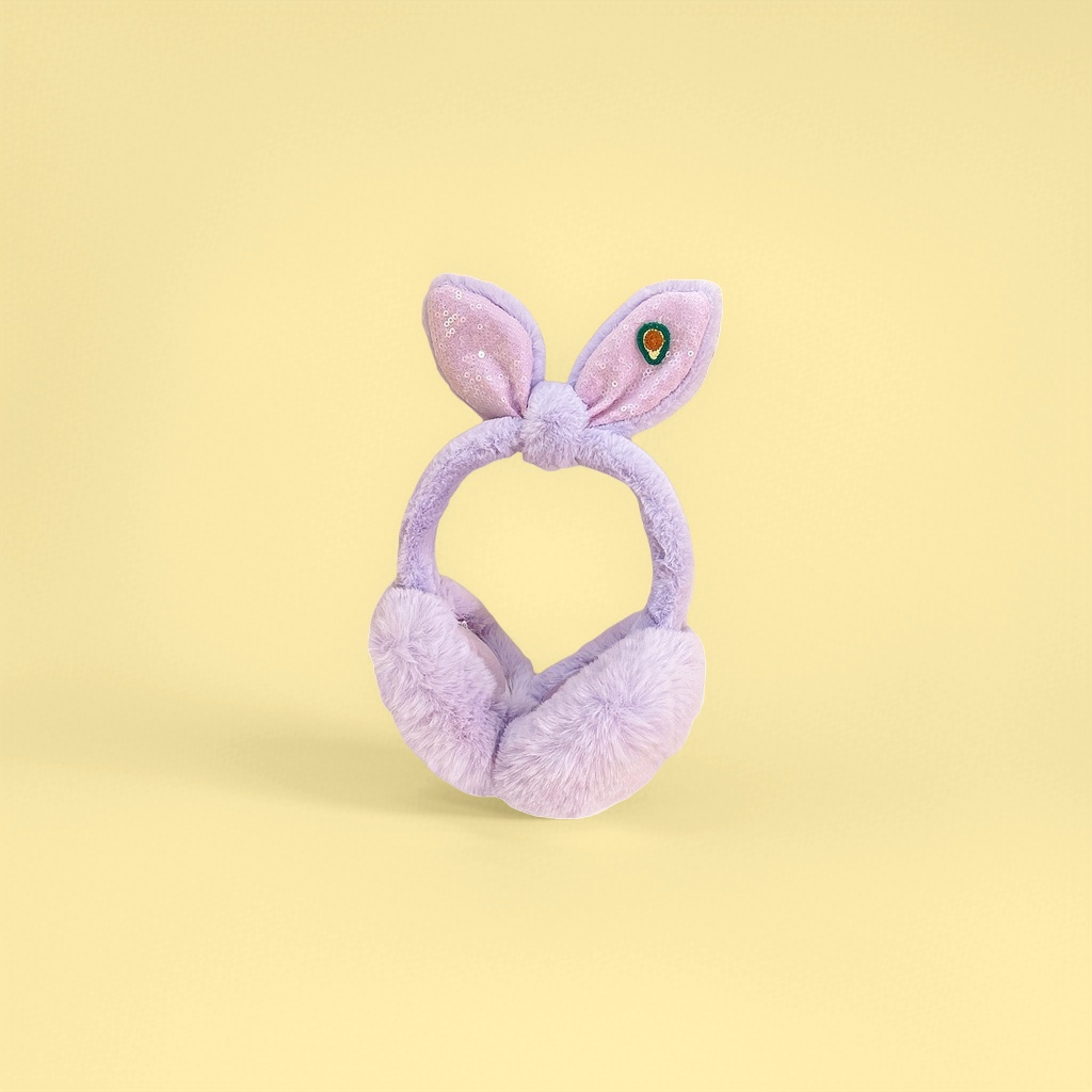 Purple plush rabbit ear earmuffs keep you warm and protect you from the cold. They are a must-have for winter with a cute and girlish style