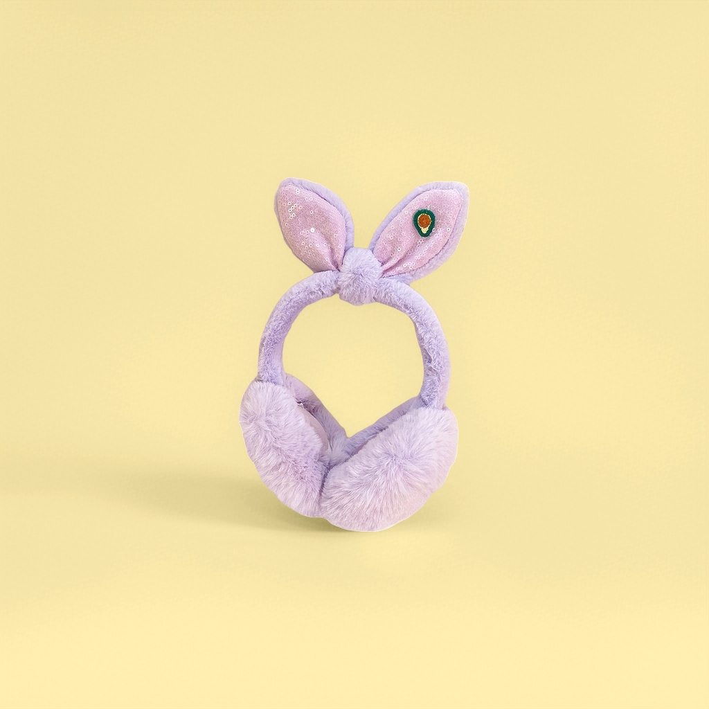 Purple plush rabbit ear earmuffs keep you warm and protect you from the cold. They are a must-have for winter with a cute and girlish style Application Scenario
