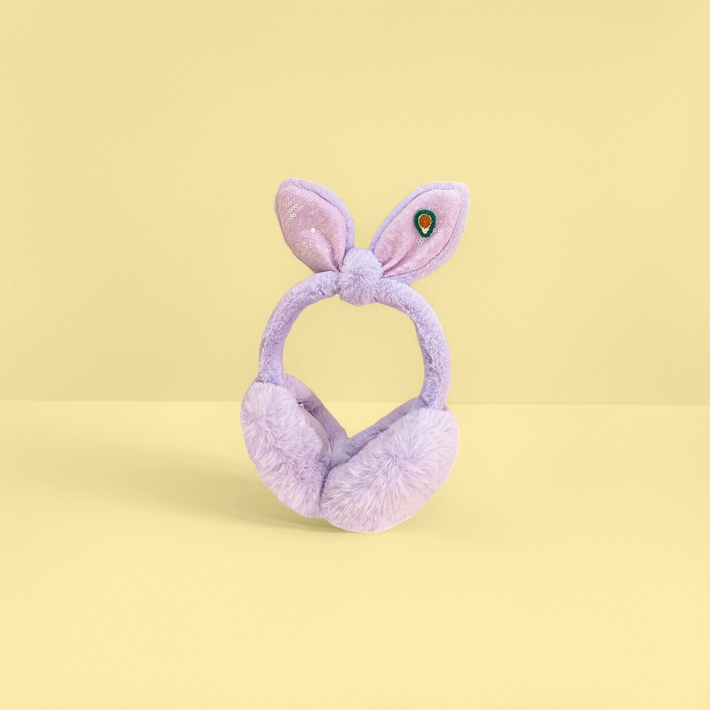 Purple plush rabbit ear earmuffs keep you warm and protect you from the cold. They are a must-have for winter with a cute and girlish style Specification image