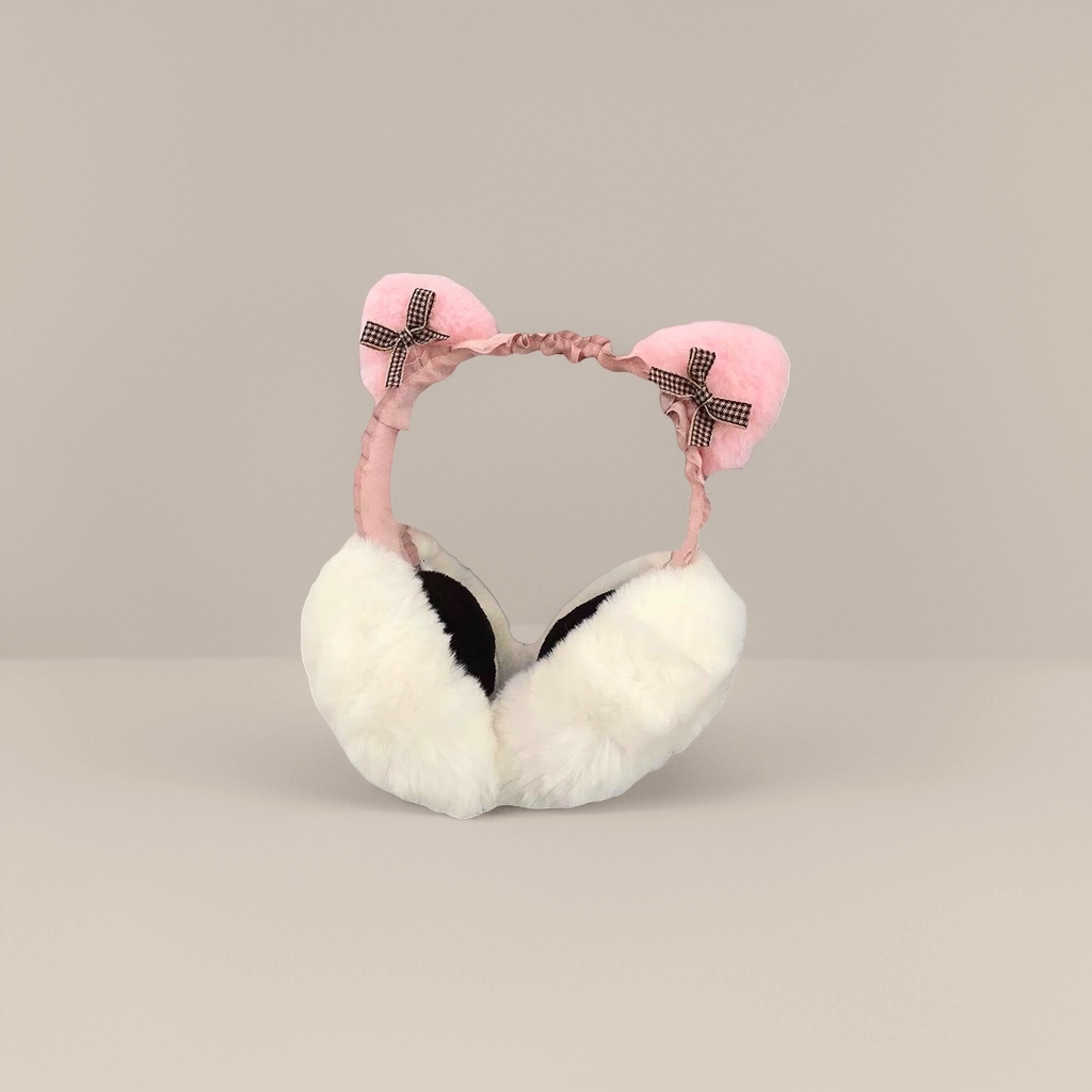 Pink plush rabbit-shaped ear cups are warm and cute, suitable for student dormitories Application Scenario