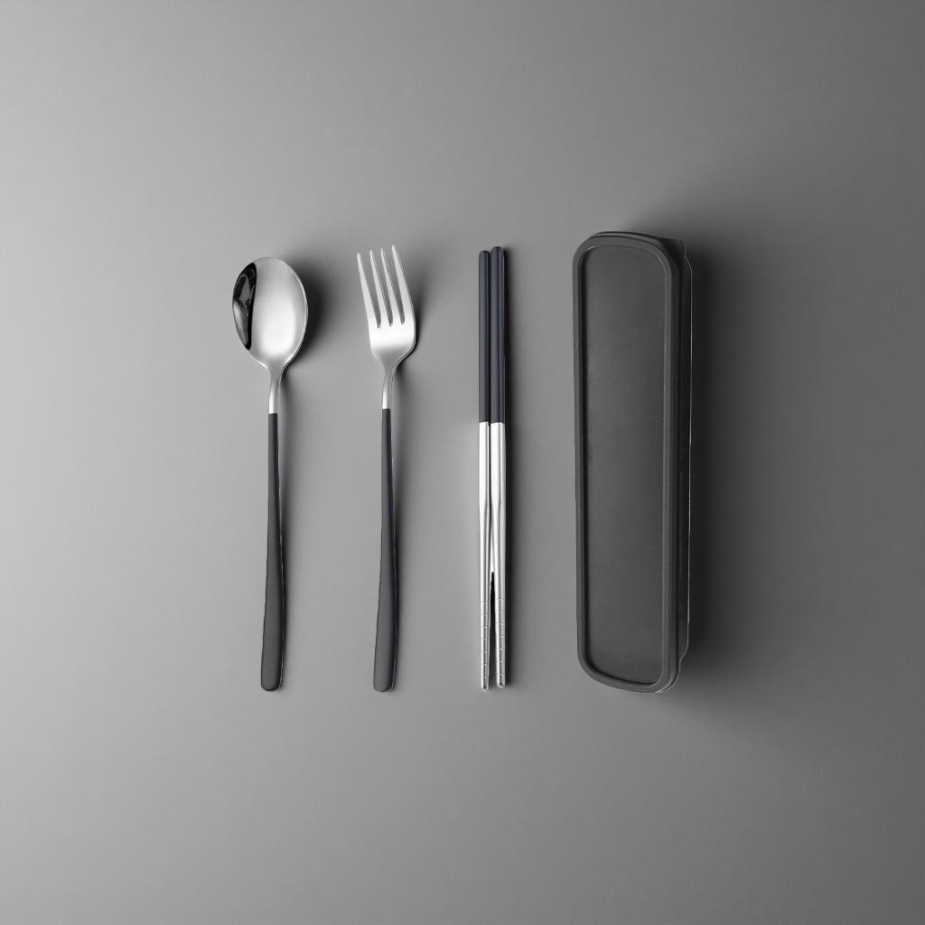 Tableware set, spoon, fork and chopsticks storage box, portable, home and travel compartment-organized Specification image
