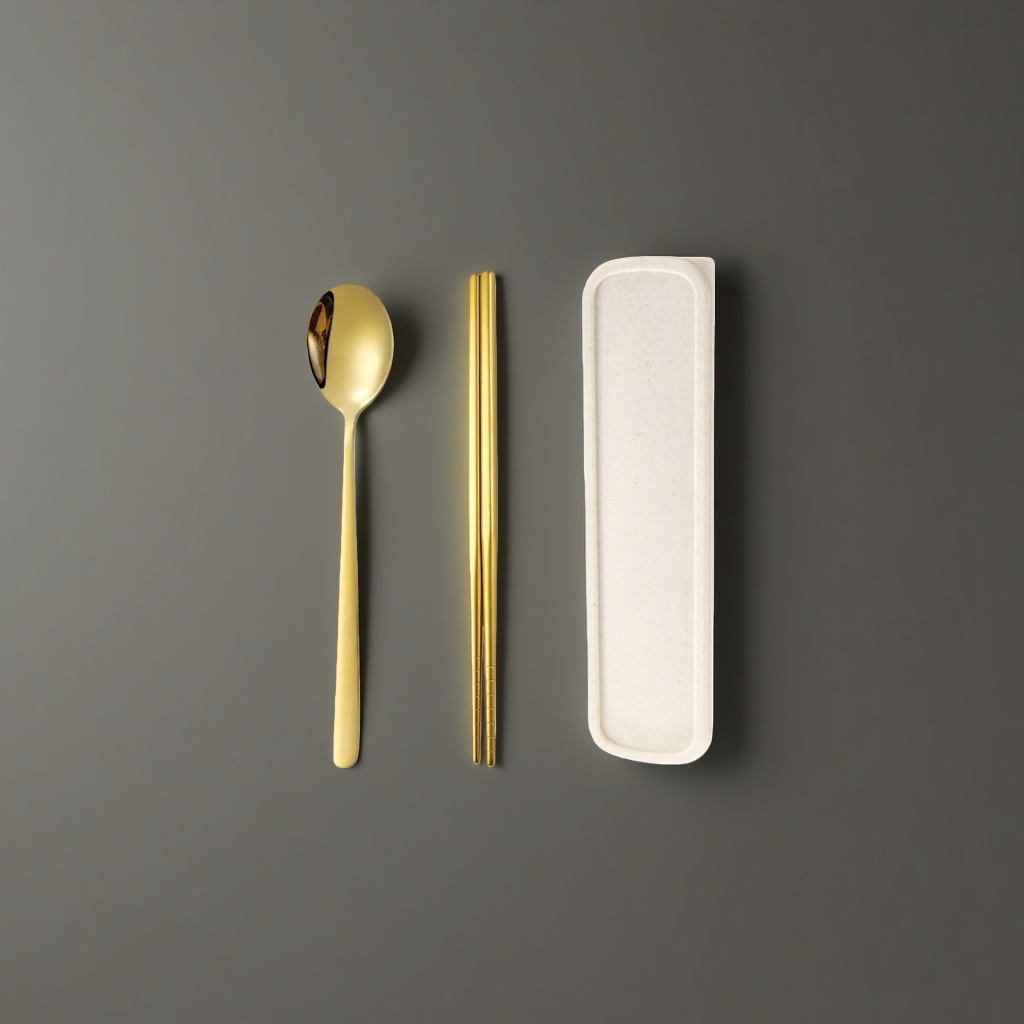 Cuchara de oro palillos de oro beige vajilla caja set hogar portátil almacenamiento Application Scenario