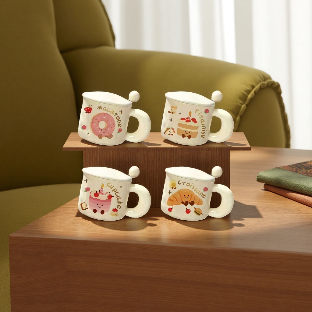 Dessert party-themed mugs, ceramic large-capacity coffee cups, 350ml ceramic cups, water cups details Picture