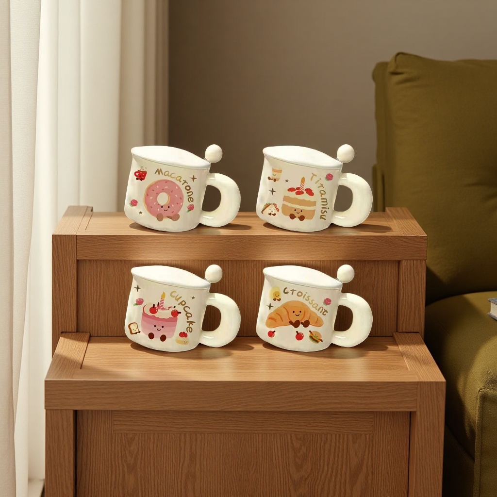 Dessert party-themed mugs, ceramic large-capacity coffee cups, 350ml ceramic cups, water cups Specification image
