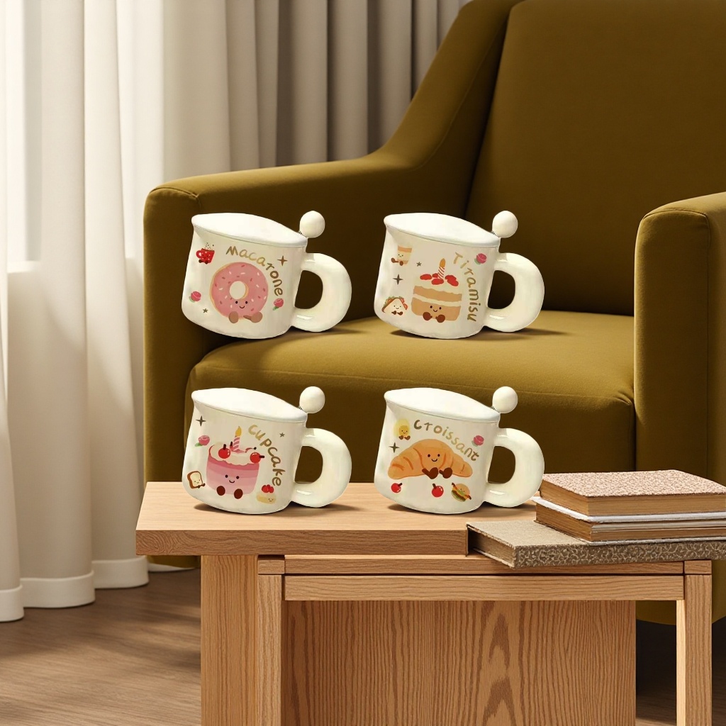 Dessert party-themed mugs, ceramic large-capacity coffee cups, 350ml ceramic cups, water cups