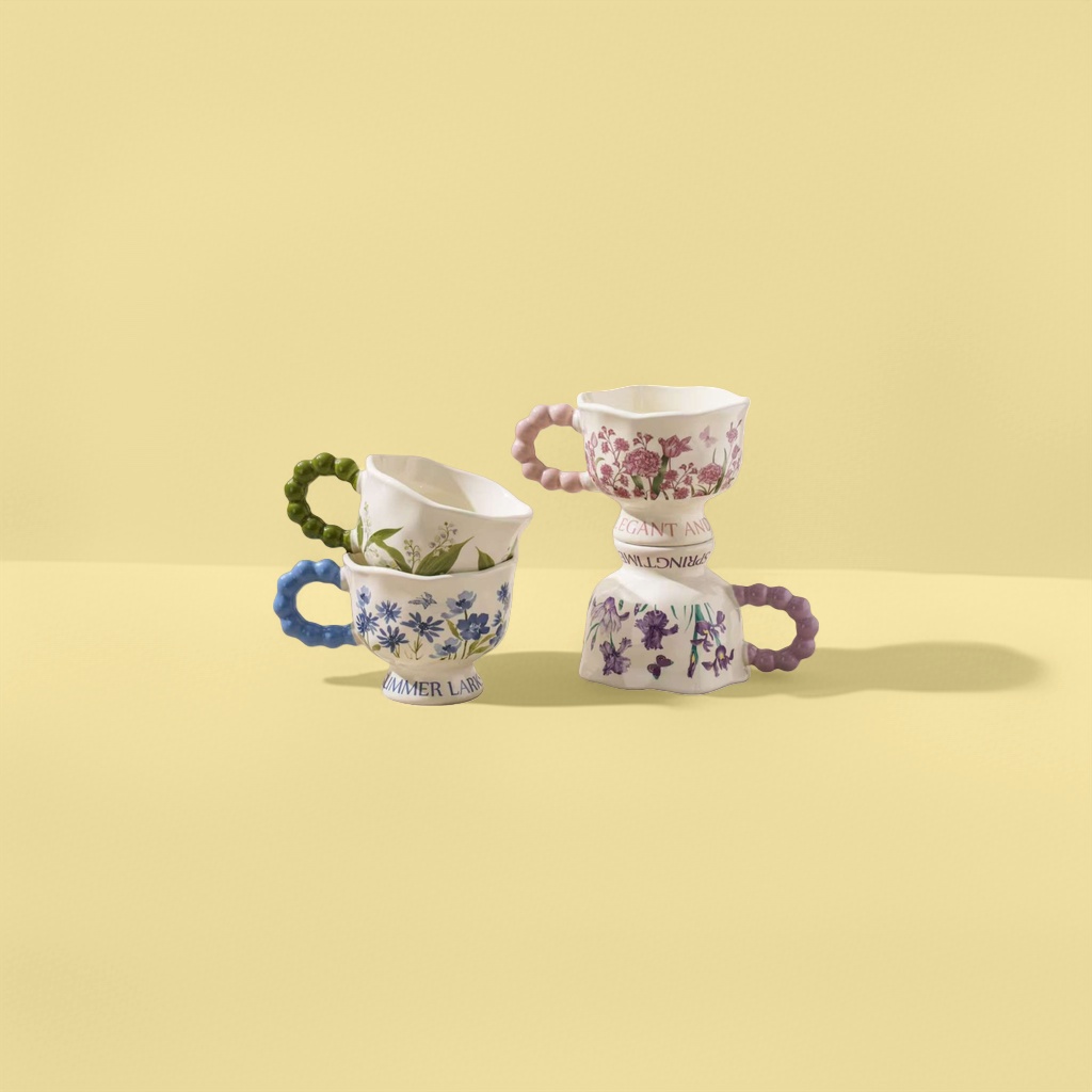 Ceramic cups, hand-molded underglaze colored tea cups, heat-resistant and anti-scald cups for office and household use, water cups Application Scenario