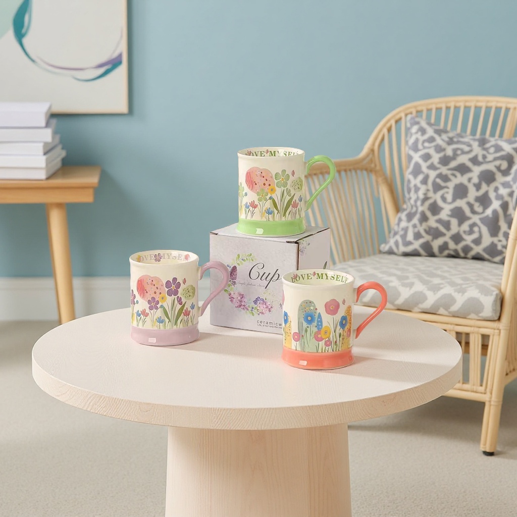 Ceramic cups for home use, simple and high-quality appearance, heat-resistant and heat-insulating coffee and tea cups Specification image