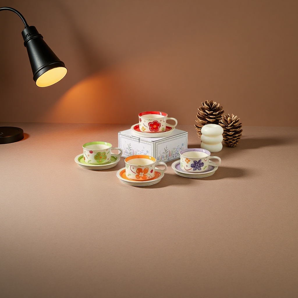 High borosilicate ceramic cup and plate set, heat-resistant and anti-scald household tea and coffee accessories Application Scenario
