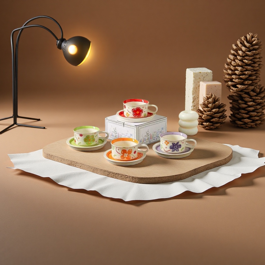 High borosilicate ceramic cup and plate set, heat-resistant and anti-scald household tea and coffee accessories details Picture