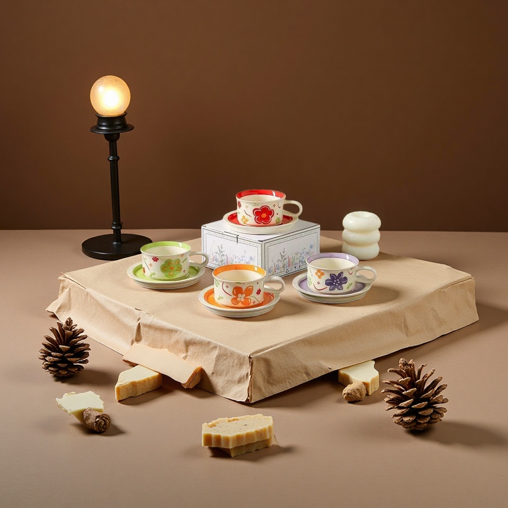 High borosilicate ceramic cup and plate set, heat-resistant and anti-scald household tea and coffee accessories