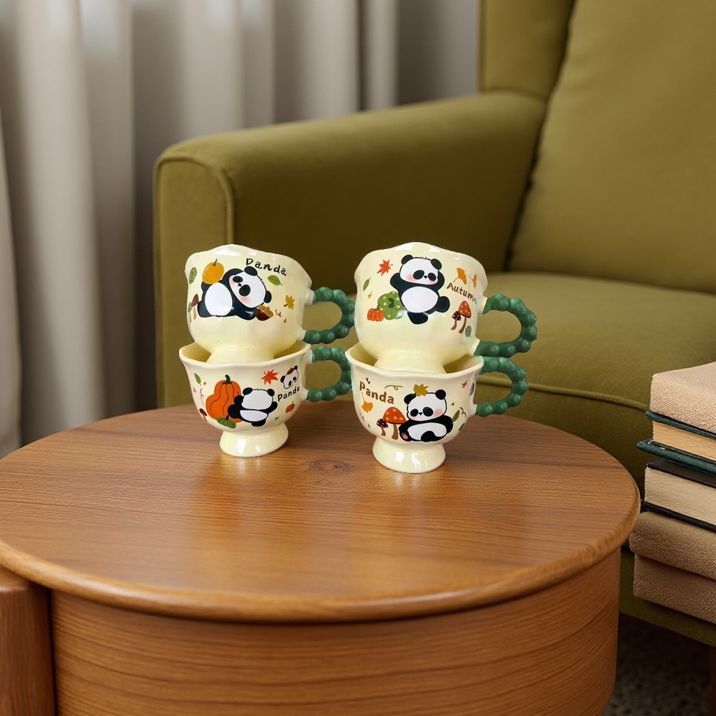 Cute panda ceramic cup 350ml anti-scald mug, office and home water cup Specification image