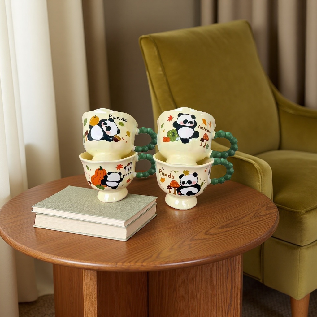 Cute panda ceramic cup 350ml anti-scald mug, office and home water cup Application Scenario