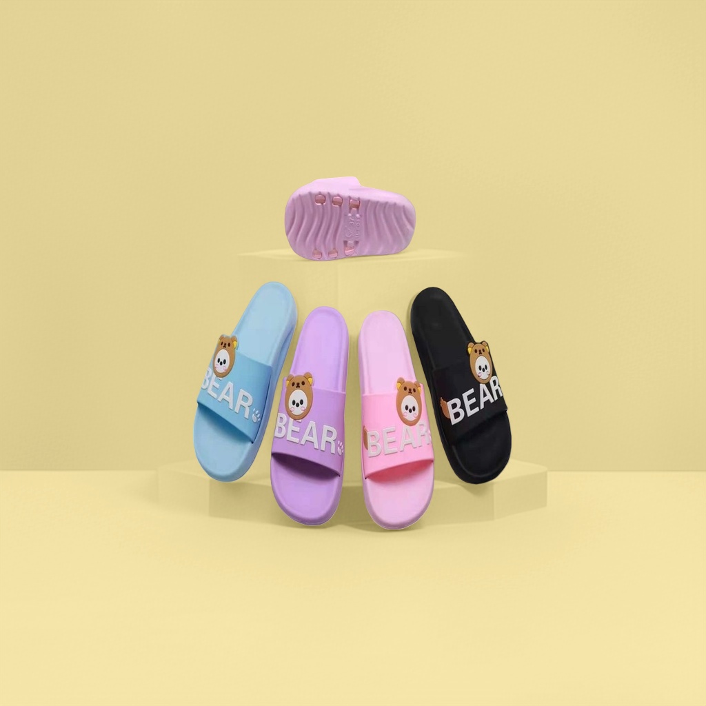 Cartoon bear pattern home slippers, comfortable, anti-slip, soft soles, unisex Specification image