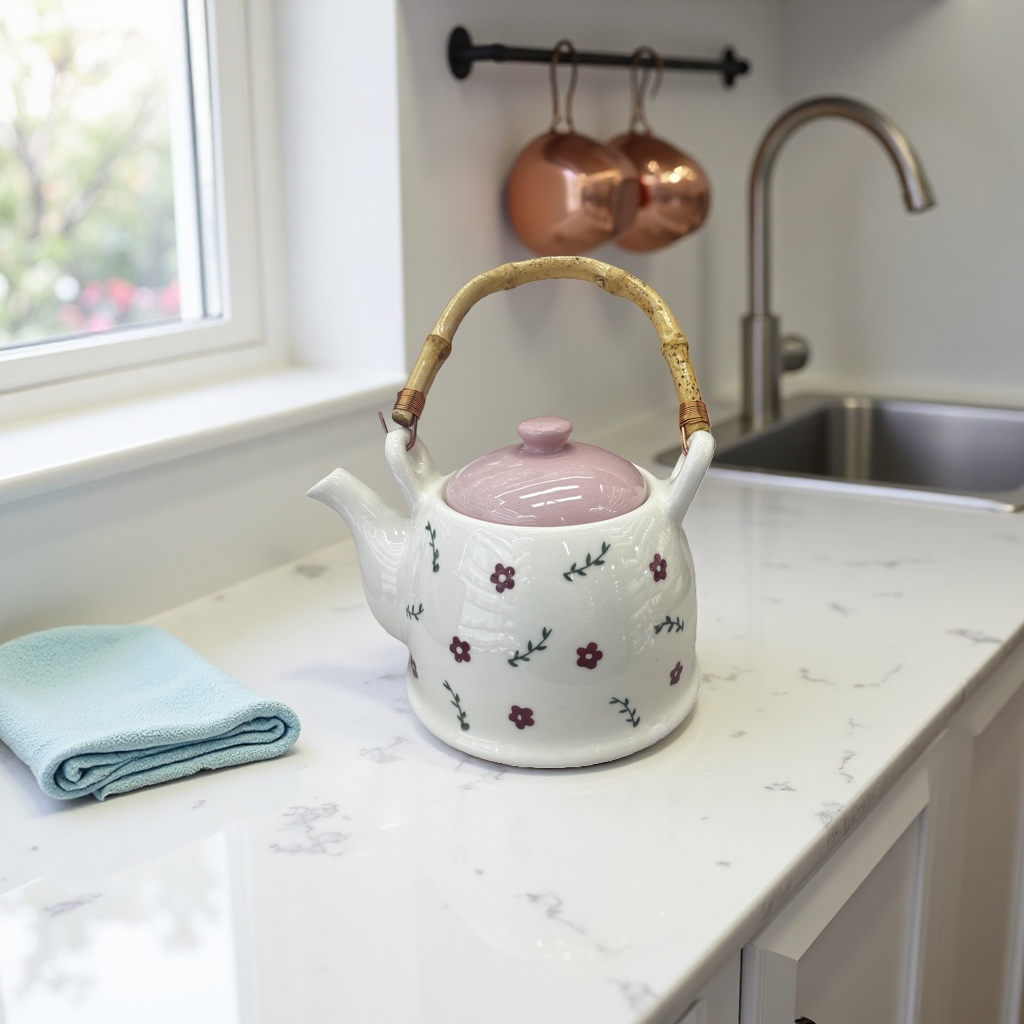 Ceramic teapot, hand-molded underglaze color tea set, household brewing teapot details Picture