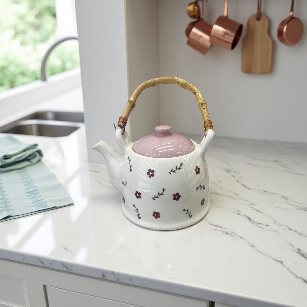 Ceramic teapot, hand-molded underglaze color tea set, household brewing teapot Specification image