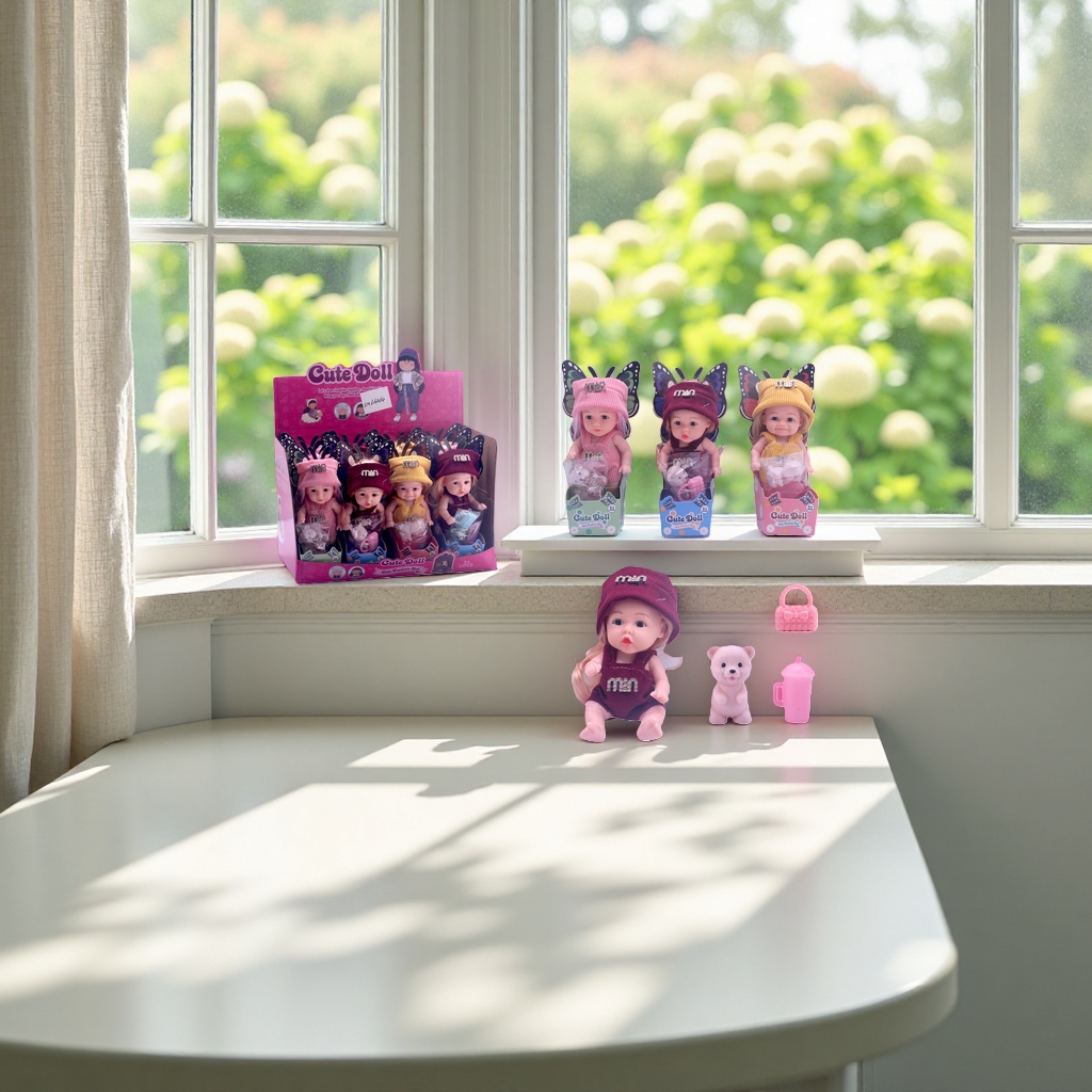 Cute Doll Cute Doll toy set includes 4 kinds of hat clothing, bear handbag and baby bottle details Picture