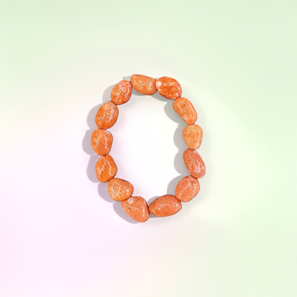Orange bead bracelet, a natural agate stone round bead woven wrist decoration Application Scenario