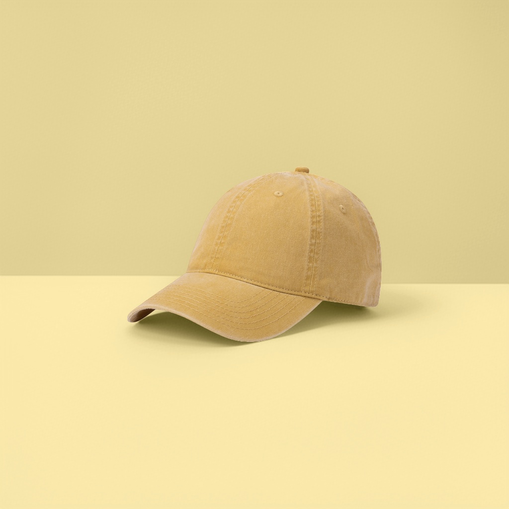 Pure cotton yellow baseball cap, breathable soft top, men's and women's same outdoor sports sun hat