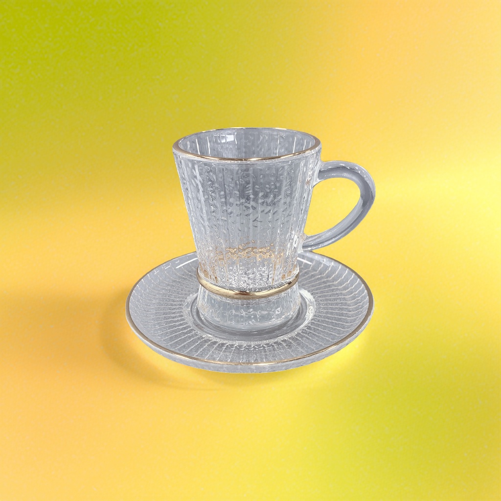 透明玻璃茶杯配碟子套装 高硼硅耐热防烫家用办公茶具