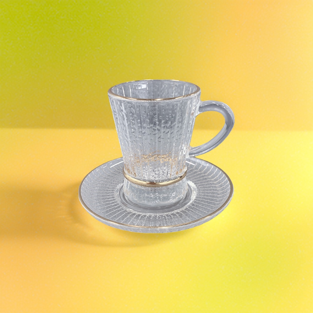 Transparent glass tea cups with saucers set, high borosilicate heat-resistant and anti-scald household and office tea sets Application Scenario